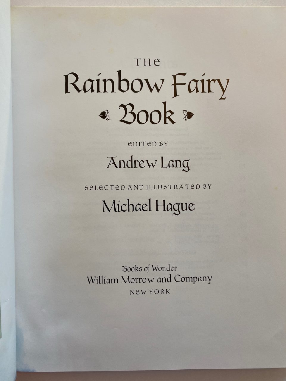 Interior or edition detail of Drew's copy of The Rainbow Fairy Book