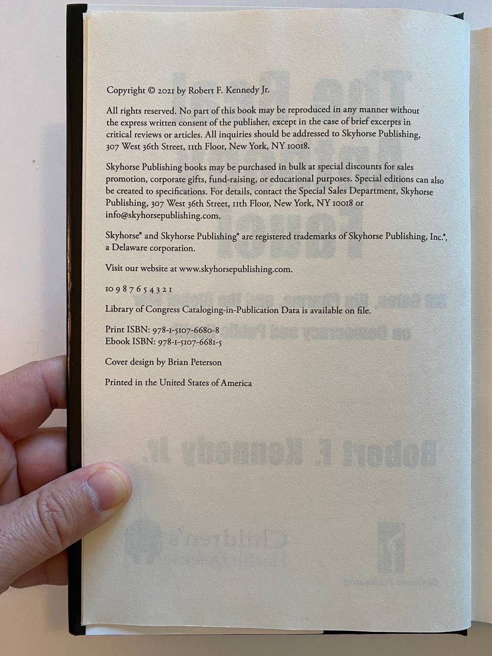Copyright page of Drew's copy of The Real Anthony Fauci