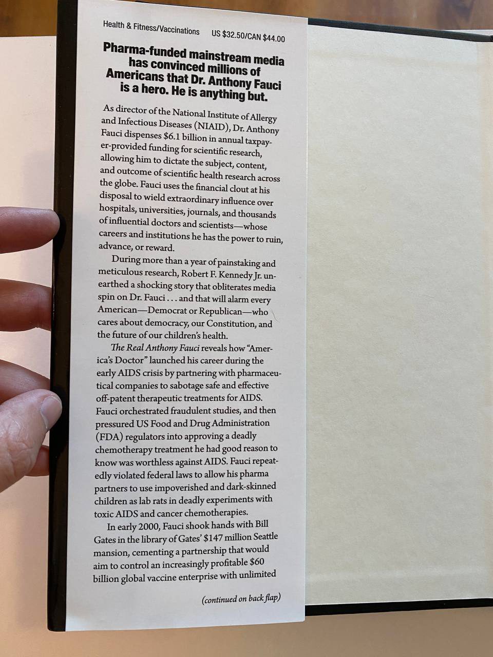 Dust jacket of Drew's copy of The Real Anthony Fauci