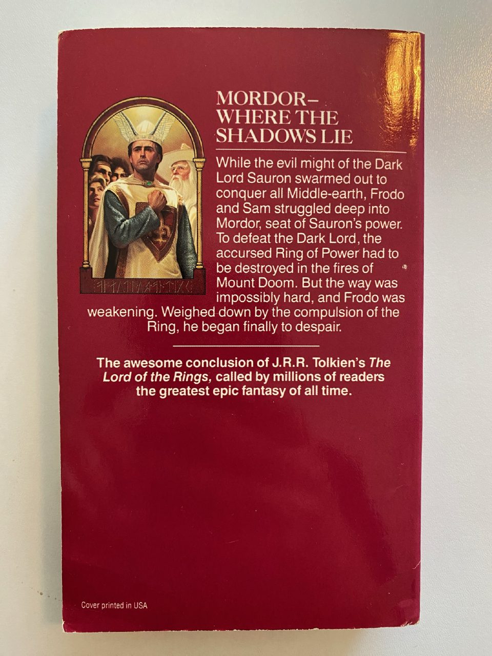 Back cover of Drew's copy of The Return of the King