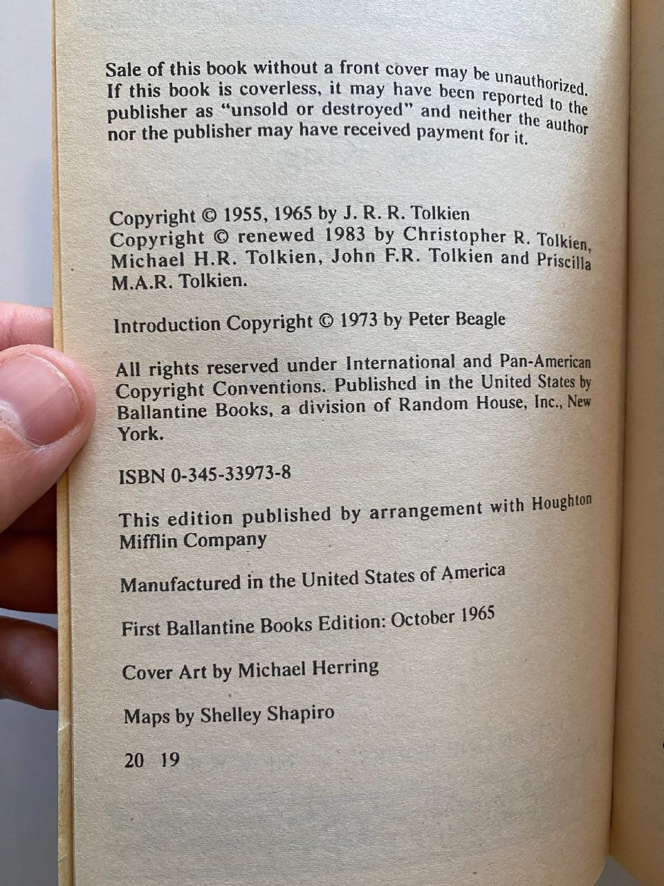 Physical detail of Drew's copy of The Return of the King