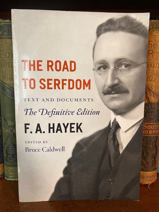 Cover of Drew's copy of The Road to Serfdom