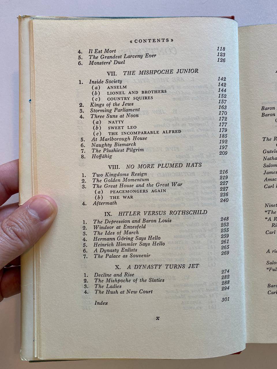 Contents, second page of Drew's copy of The Rothschilds