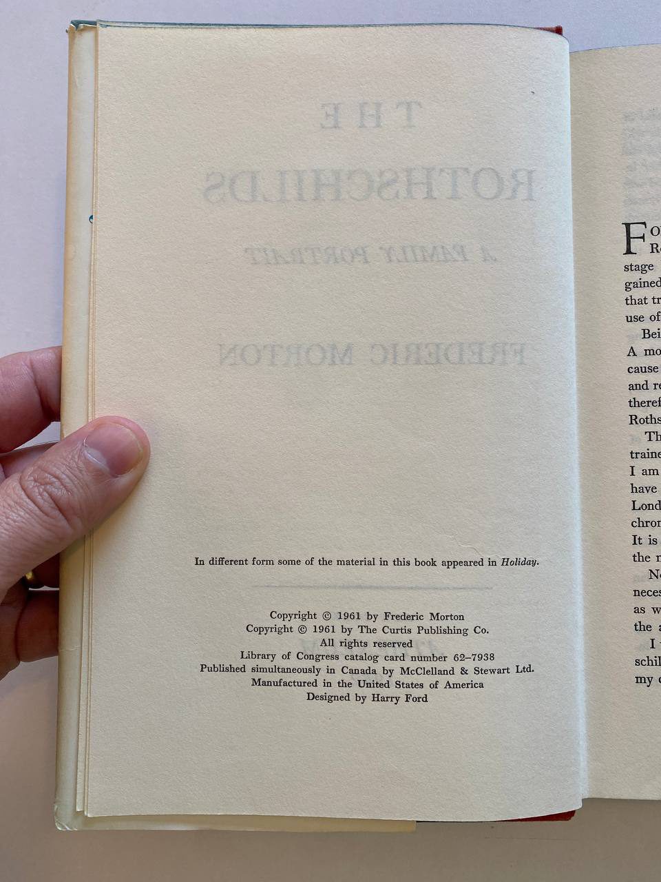 Copyright page of Drew's copy of The Rothschilds