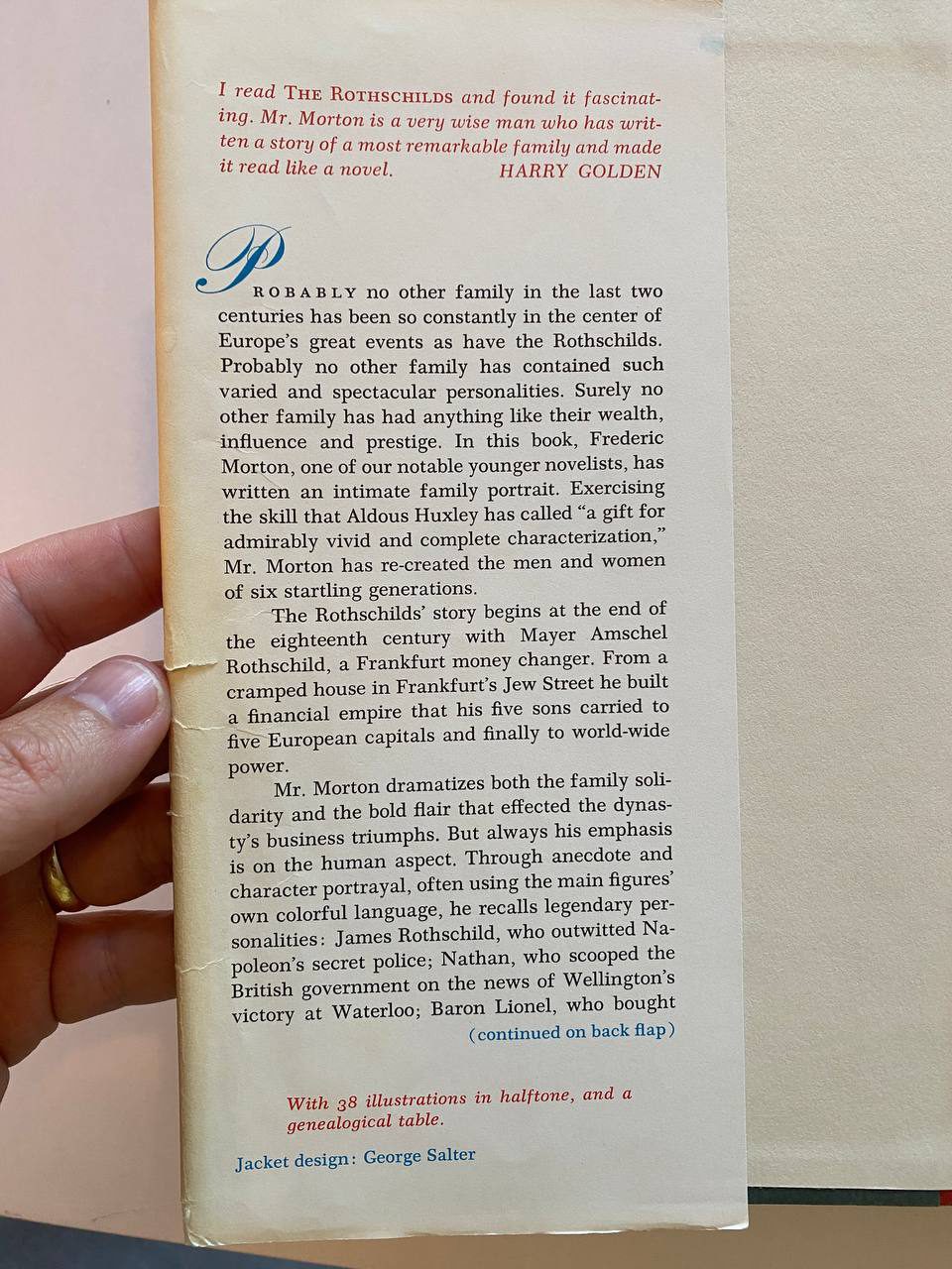 Front dust-jacket flap of Drew's copy of The Rothschilds