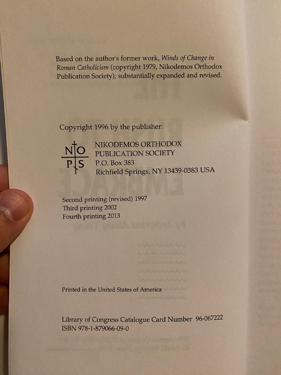 Physical detail of Drew's copy of The Rush to Embrace