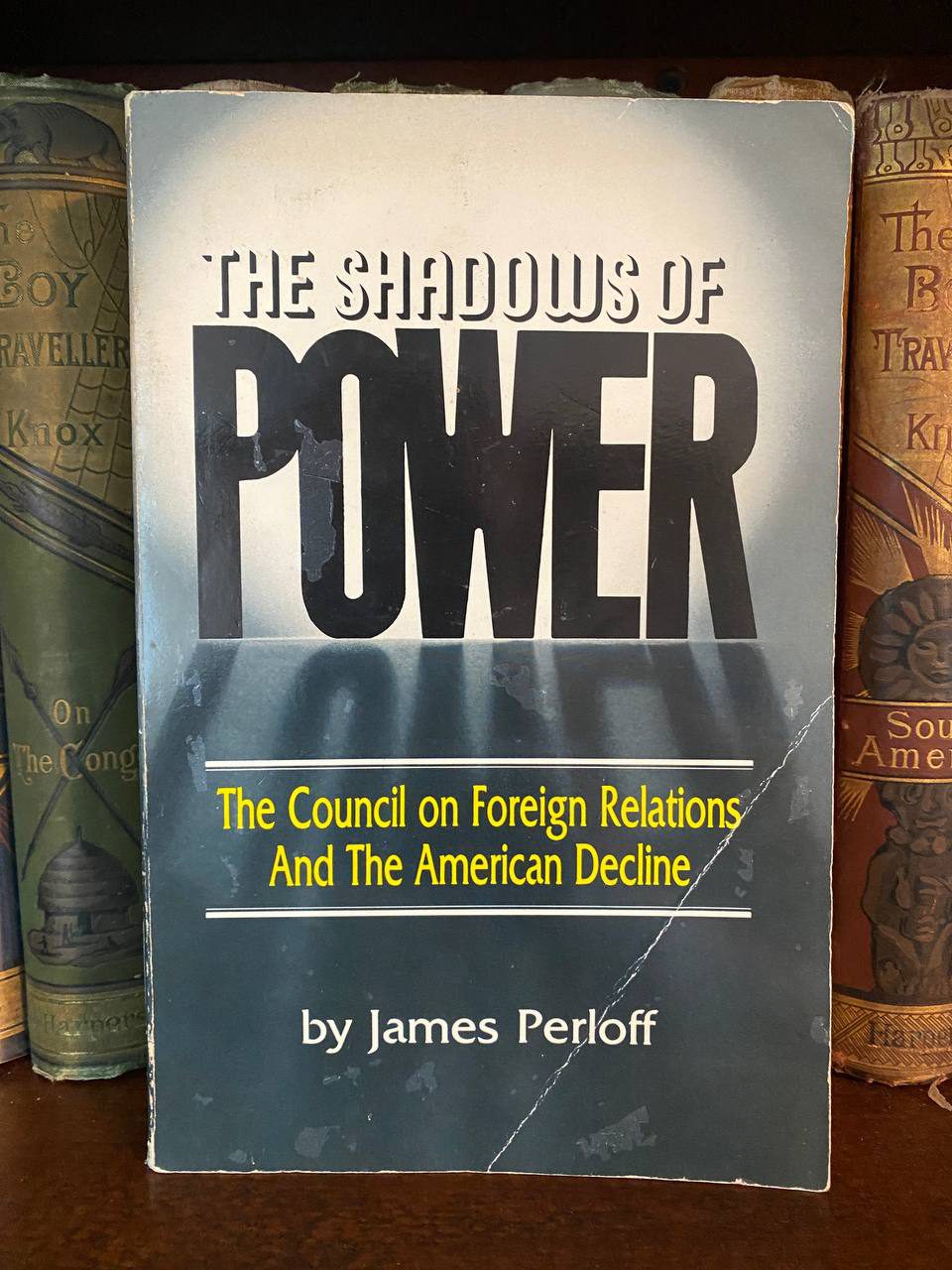 Cover of Drew's copy of The Shadows of Power