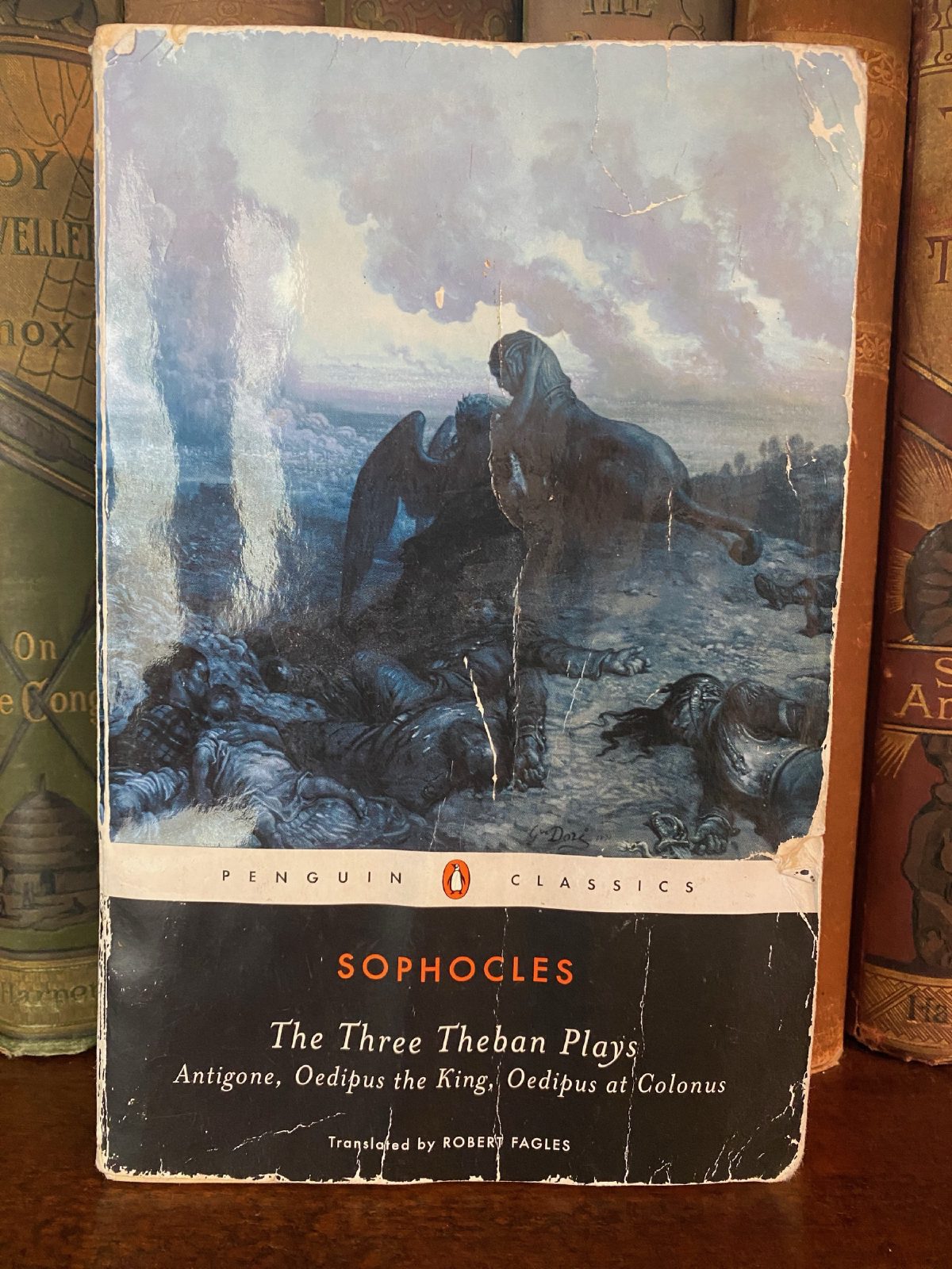 Cover of Drew's copy of The Three Theban Plays