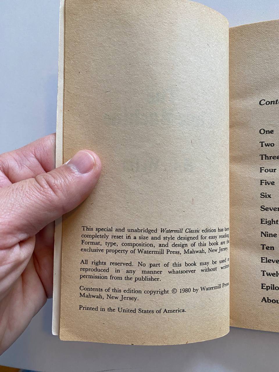 Copyright page of Drew's copy of The Time Machine