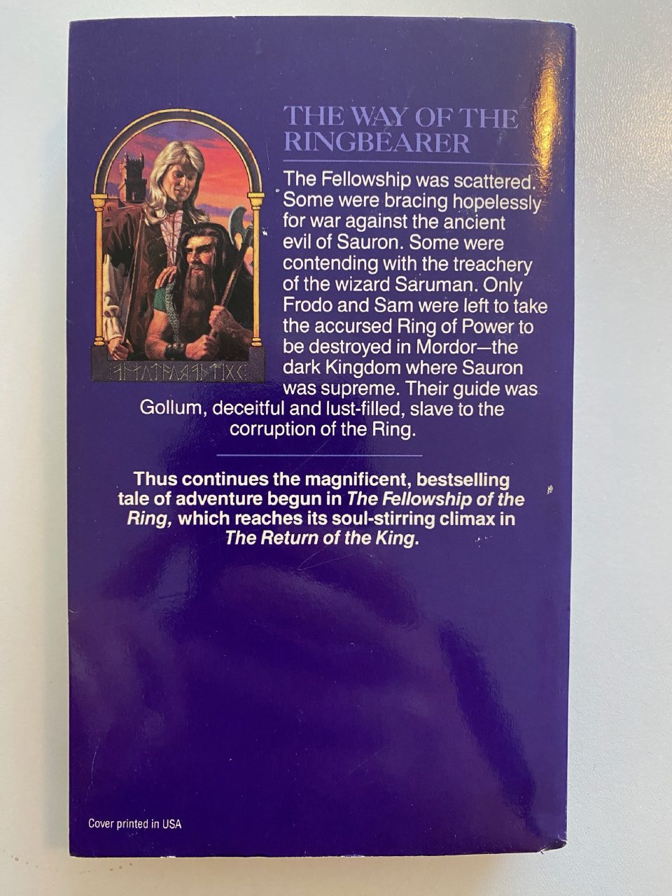 Back cover of Drew's copy of The Two Towers