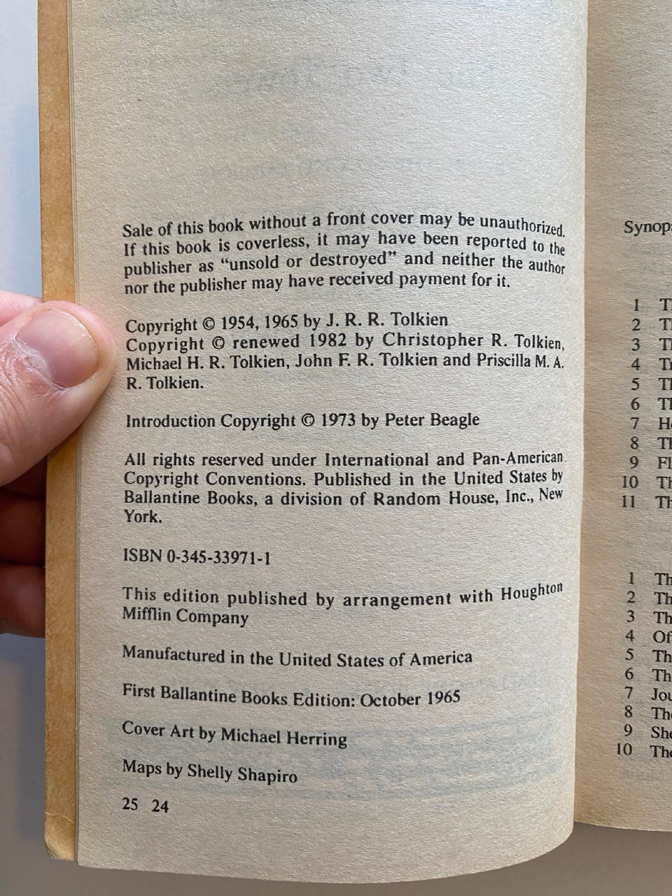 Physical detail of Drew's copy of The Two Towers