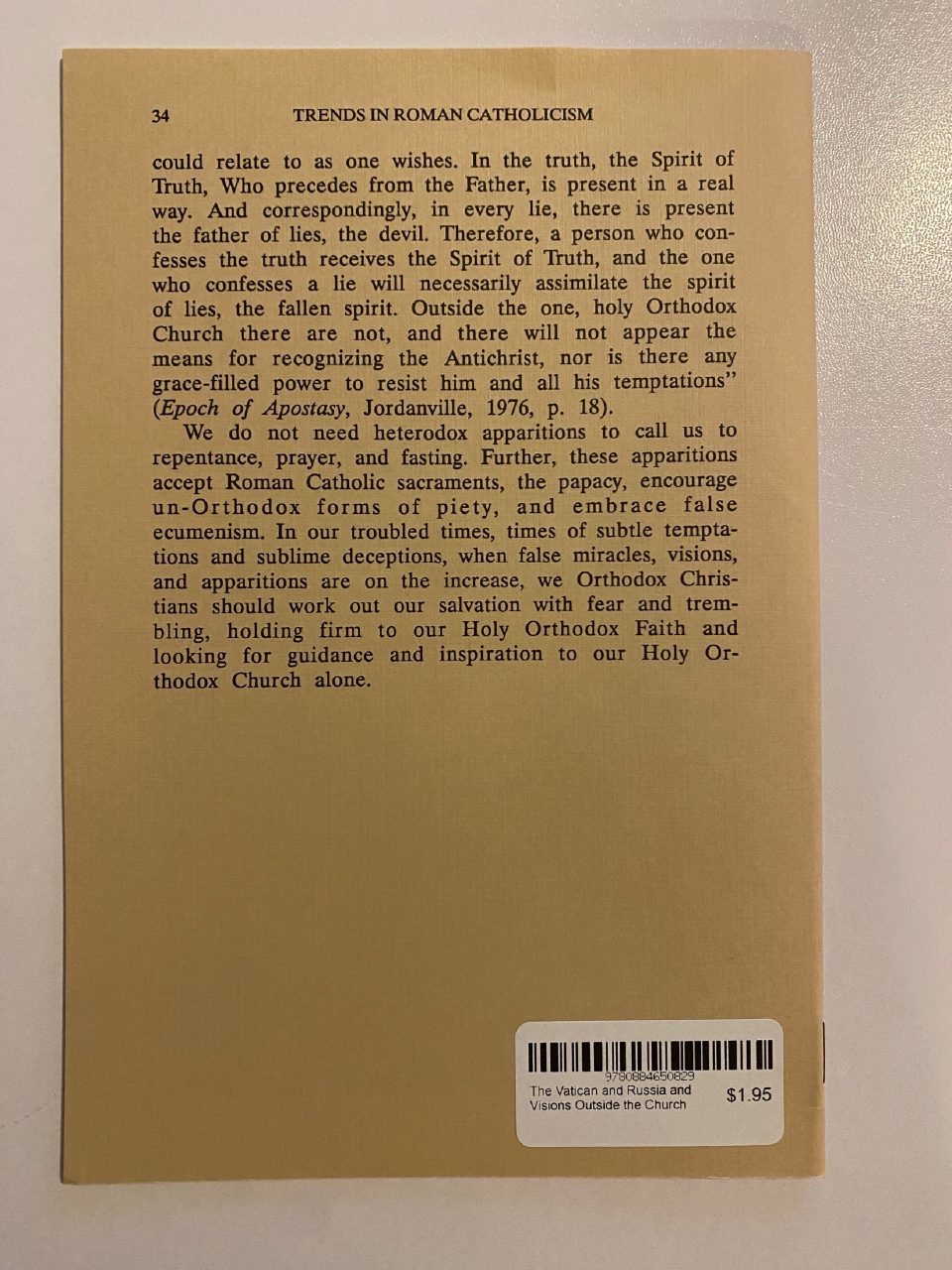 Back cover of Drew's copy of The Vatican and Russia: Visions Outside the Church