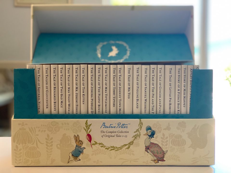 Back cover of Drew's copy of The World of Peter Rabbit