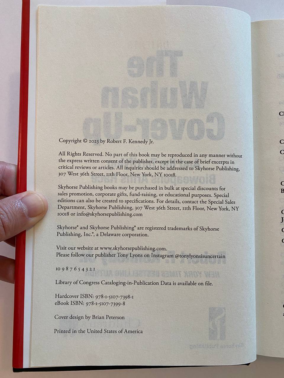 Copyright page of Drew's copy of The Wuhan Cover-Up