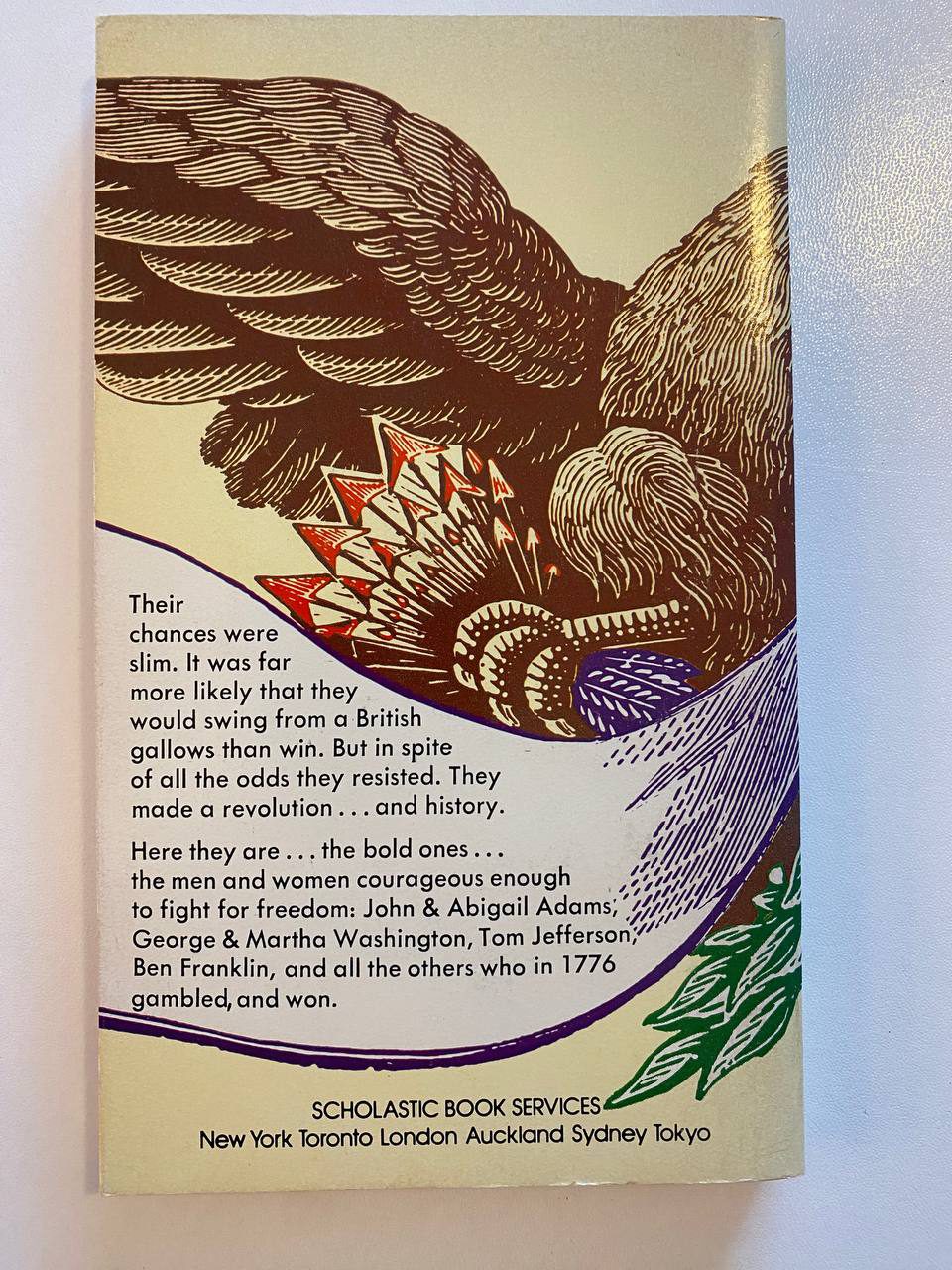 Back cover of Drew's copy of They Made a Revolution: 1776
