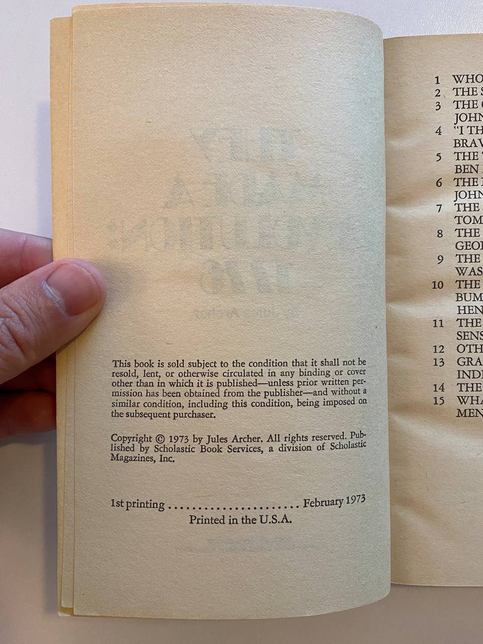 Copyright page of Drew's copy of They Made a Revolution: 1776