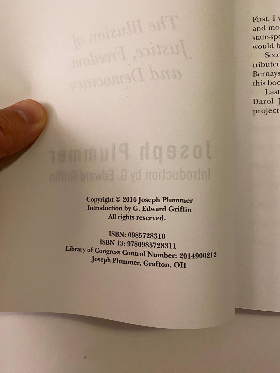 Copyright page of Drew's copy of Tragedy & Hope 101