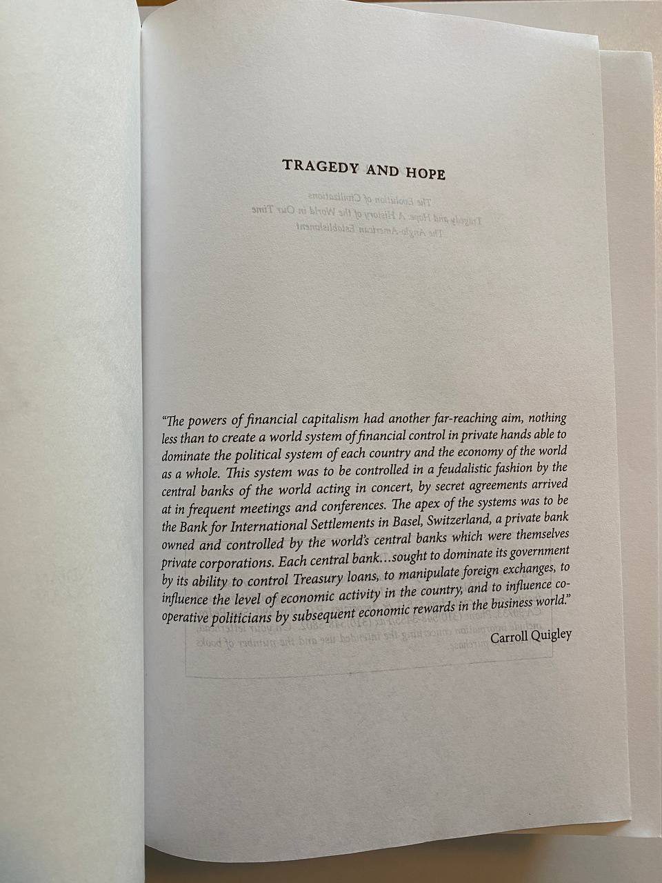Physical detail of Drew's copy of Tragedy and Hope