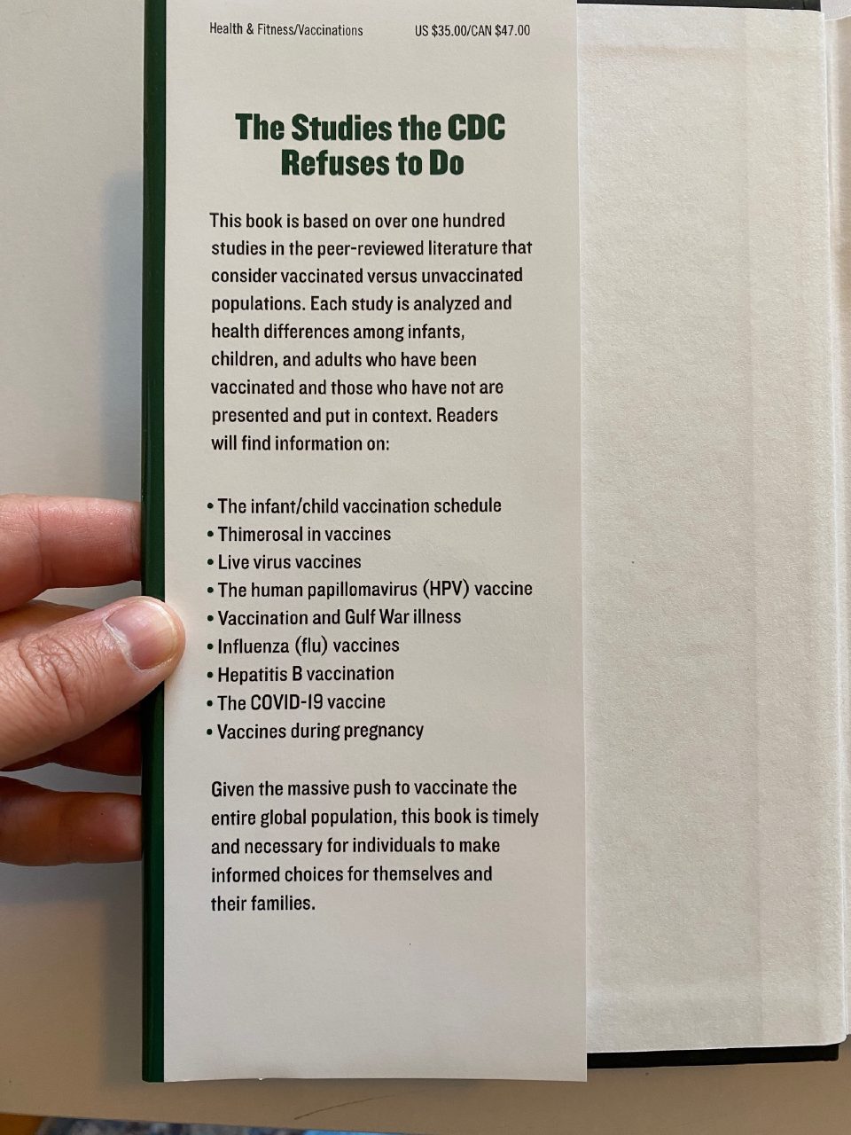 Physical detail of Drew's copy of Vax-Unvax: Let the Science Speak