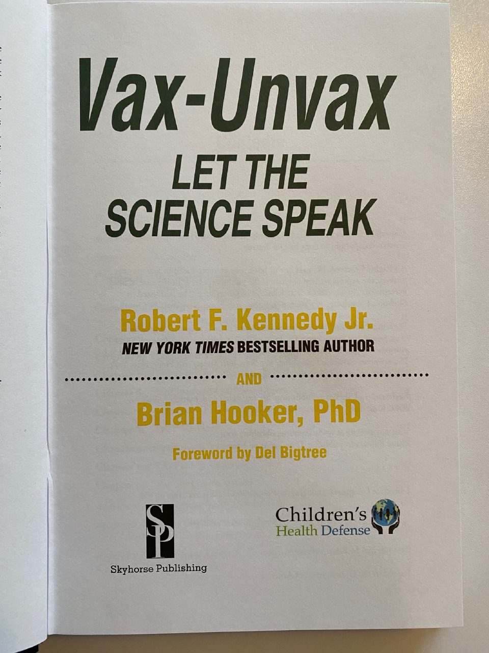 Physical detail of Drew's copy of Vax-Unvax: Let the Science Speak
