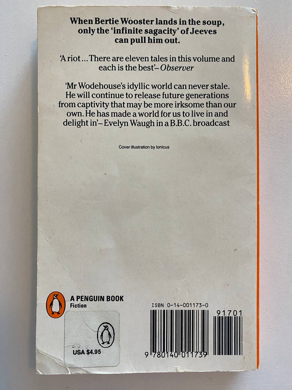 Back cover of Drew's copy of Very Good, Jeeves!