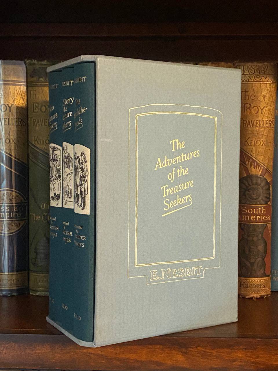 Drew's Folio Society Adventures of the Treasure Seekers three-volume set in its gray slipcase